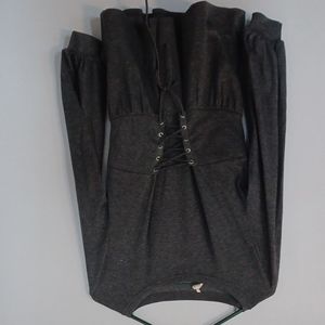 Womens small gray top ties in front